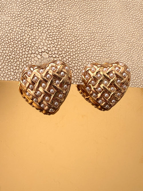 Pearl Heart Earrings