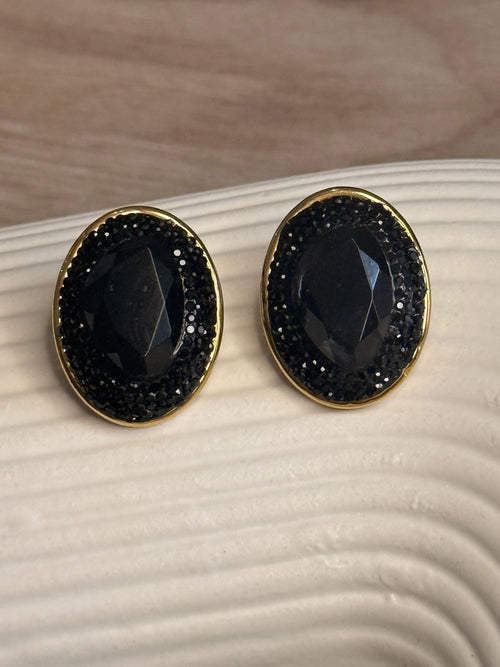 Strass Black Earrings