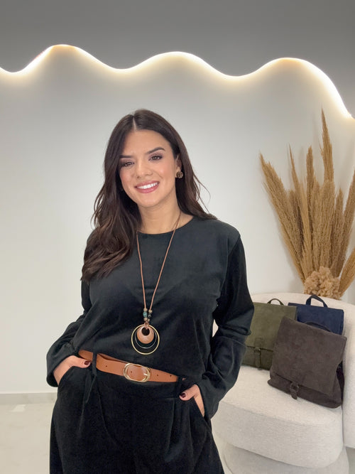 Triple Velvet Set Μαύρο