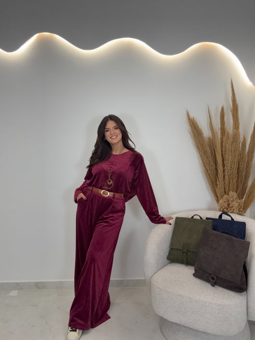 Triple Velvet Set Μπορντώ