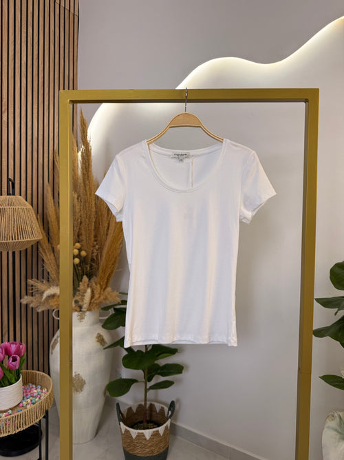 T-Shirt Λευκό Στρογγυλή Λαιμόκοψη