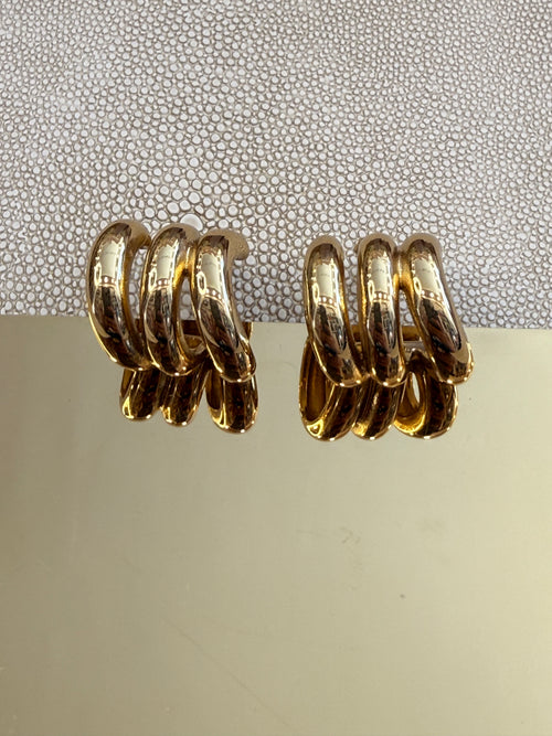 Gold Triple Earrings