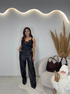 Jenia Παντελόνι Δερματίνη  Μαύρο