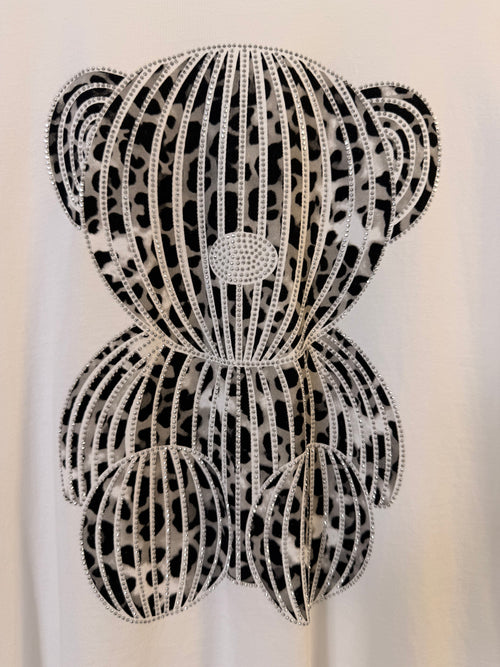 T-Shirt Strass Teddy White-Grey