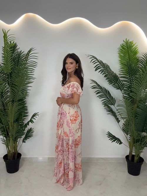Vanessa Dress Beige Rose
