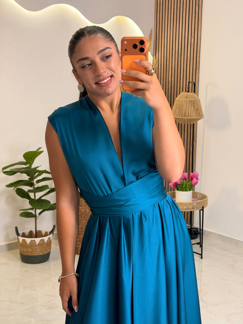 Alessandra Dress Πετρόλ