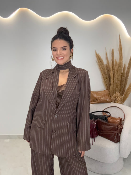 Melita Κοστούμι Ριγέ Chocolate