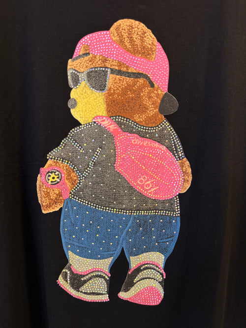 T-Shirt Strass Teddy Boy Black