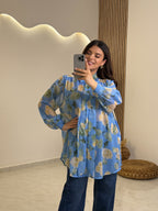 Floral Πουκάμισο Γαλάζιο