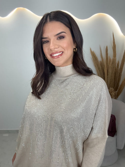 Μπλούζα Valeria Strass Beige