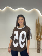 T-Shirt Animal Print Καφέ
