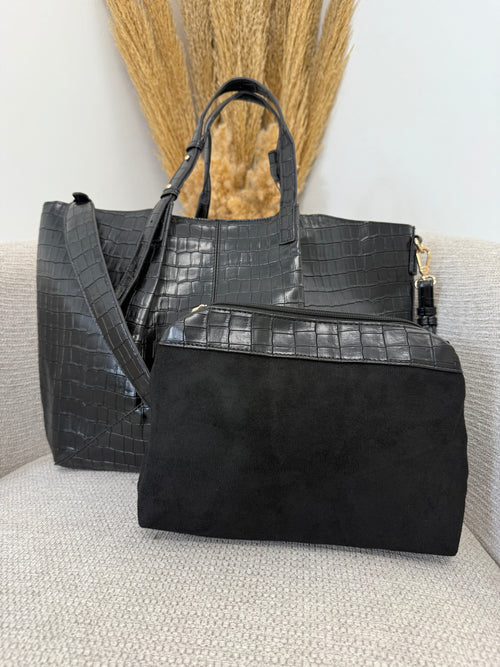 Κροκό Τσάντα Μαύρο