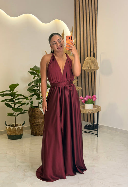 Alessandra Dress Wine Red