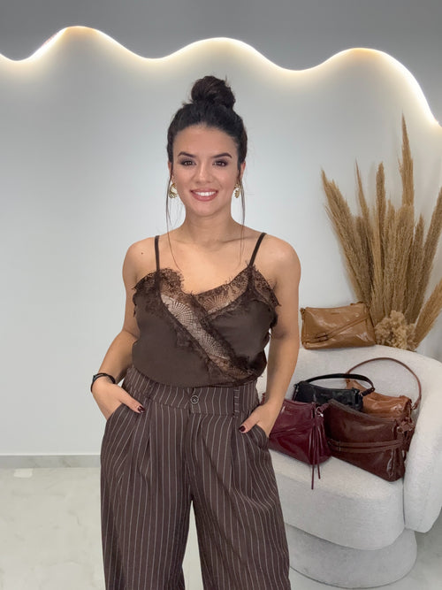 Melita Κοστούμι Ριγέ Chocolate